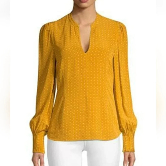Joie Tops - Joie Korina Star Printed Long Sleeve Blouse Women's Small Yellow As Seen On